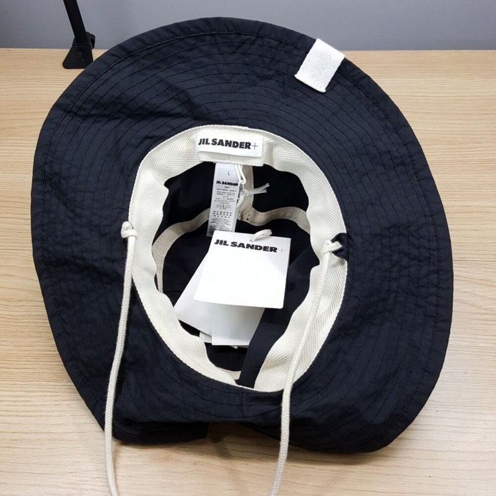 Jil Sander Black Drawstring Bucket Hat Organic Co… - image 6